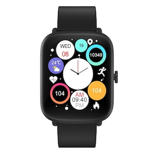 Ceas inteligent SmartWatch HiFuture FutureFit Zone, Bluetooth 5.0, Rezistenta la apa IP68, Ciclu menstrual, Ritm cardiac, Nivel oxigen, Tensiune arteriala, Moduri sport, Calorii, Monitorizare somn, Negru