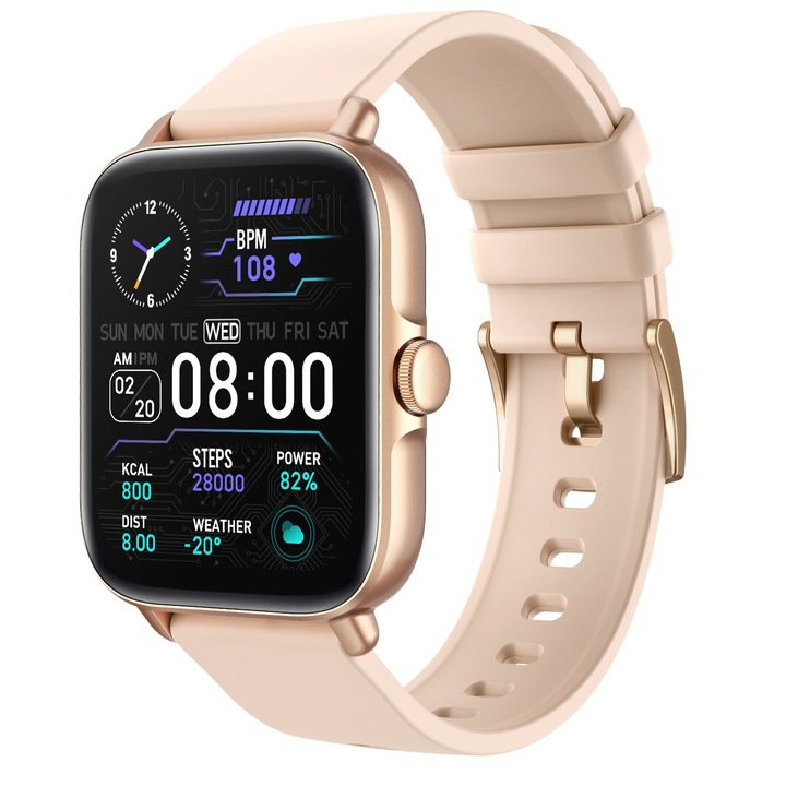 Часовник SmartWatch ISP LikeSmart​​​​​​​ OMNI FiT, 1.7", Bluetooth разговор, SpO2 оксиметър, Известия за обаждания / социални мрежи, Мониторинг на сърдечна честота / кръвно налягане, Omni Gold