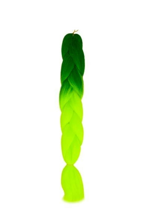 Szintetikus hajfonat ombre zöld / neon