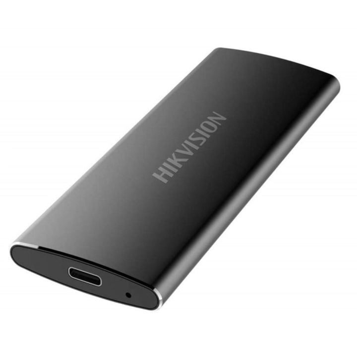 Външен SSD Hikvision, Алуминиева сплав, 512 GB, 113 x 41 x 10 mm, Черен