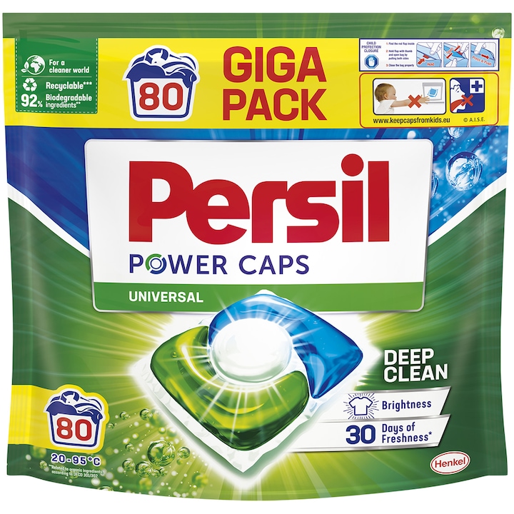 Detergent de rufe capsule Persil Power Caps Universal, 80 spalari
