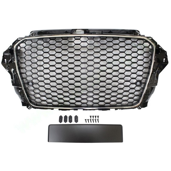 Предна тунинг решетка A-TUNING CREATE YOUR MASTERRACE, съвместима с Ауди/Audi A3 2013 2014 2015 2016 8V, RS3 дизайн