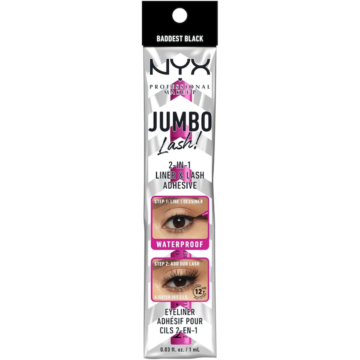 Очна линия Jumbo Lash 2-in-1 NYX Professional Makeup 1 Baddest Black, 1 мл