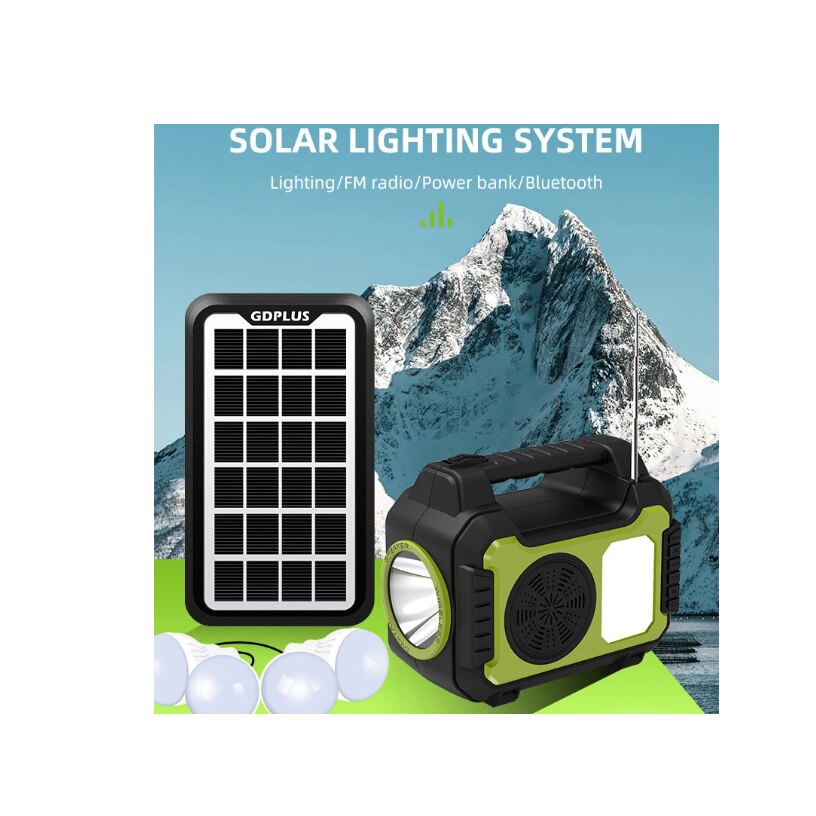 Sistem Solar de Iluminat cu 4 Becuri LED, USB, Radio FM, Bluetooth ...