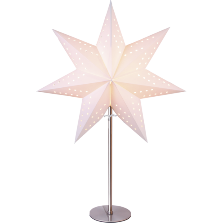 Lampa decorativa Craciun, Star Trading, BOBO, Metal, Model stea, E14, 34 x 51 x 14 cm, Alb/Argintiu