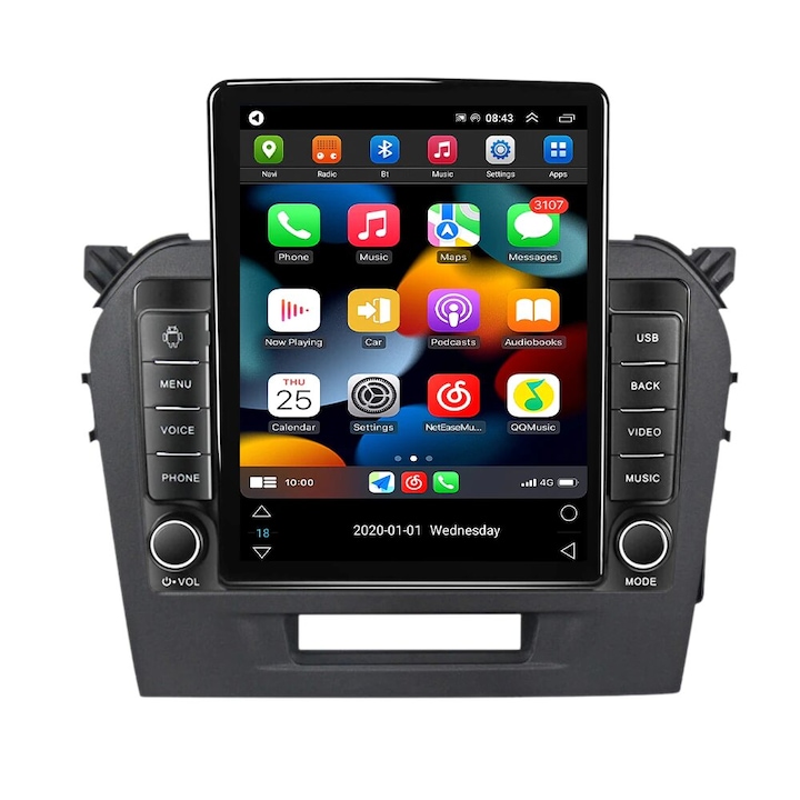 Navigatie Suzuki Vitara din 2014-2019, NAVIGPS, Display TESLA 9.5 inch, 4GB RAM si 64GB ROM, Wireless Carplay si Android Auto, Procesor Octacore, Slot sim 4G, Sunet DSP, Camera Marsarier, Bluetooth, USB, Wi Fi, Radio