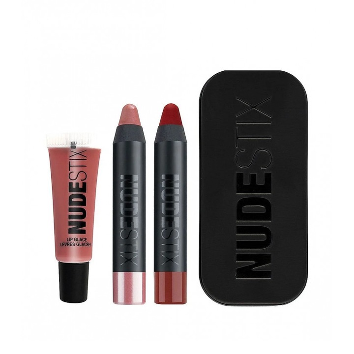Комплект молив и балсам за устни Nudestix Nude, Red Hot Lip, Royal 2.5 ml, Posh 2.5 ml, Nude 4, 2 ml