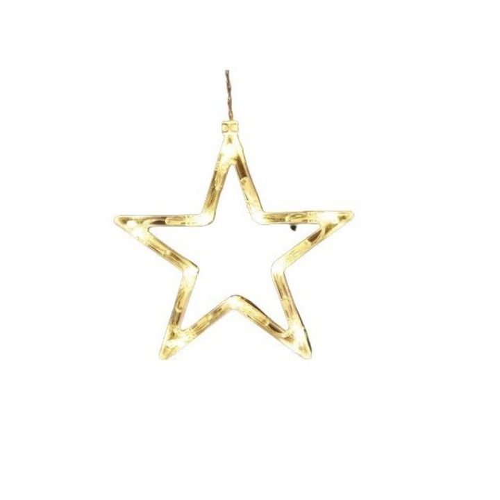 Светеща коледна украса във формата на звезда 19x18 см, с вендуза, топло бяло, Flippy