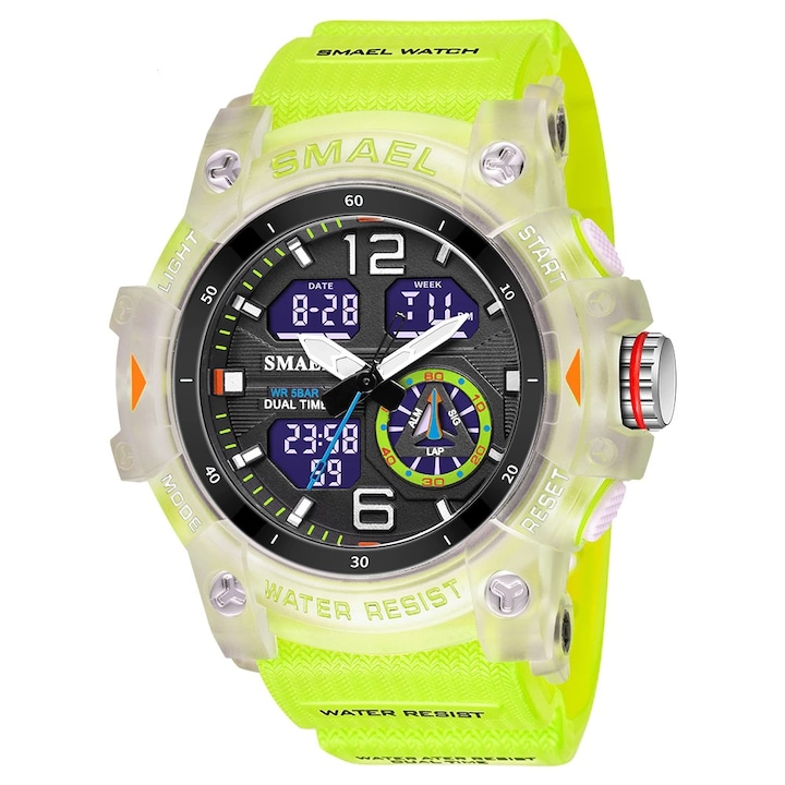 Мъжки ръчен часовник Smael Sport Casual Style Army Military Digital Dual Time Chronograph Водоустойчив и удароустойчив