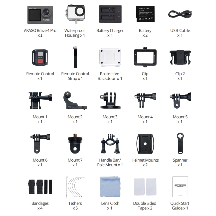 Brave Pro Camera sport, Akaso, Brave 4 Pro 4K, Negru - eMAG.ro