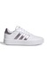 adidas Sportswear, Pantofi sport din piele ecologica cu detalii logo Court, Alb, Argintiu inchis, 5