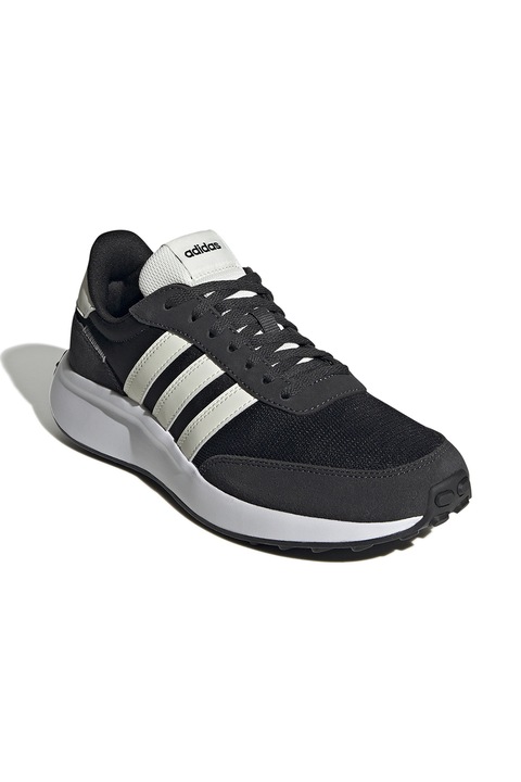 adidas Sportswear, Pantofi sport cu detalii de piele intoarsa Run 70s, Alb/Negru