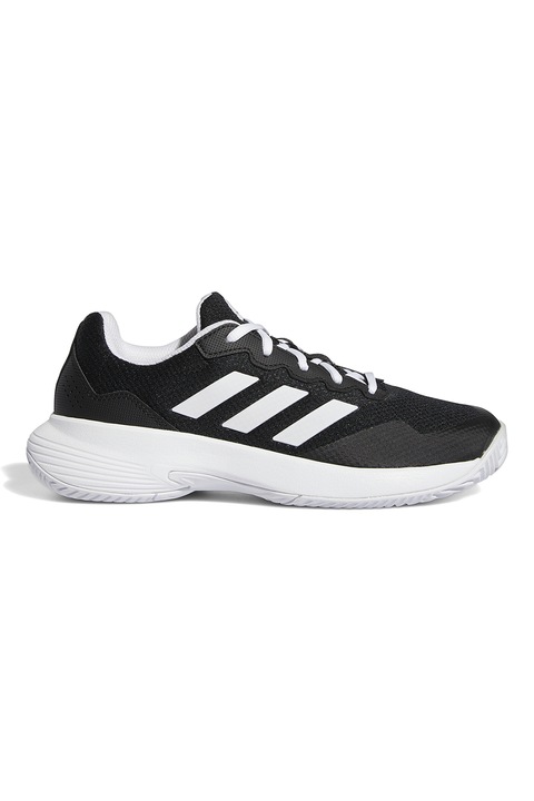 adidas Performance, Pantofi de plasa cu insertii de material sintetic pentru tenis Gamecourt 2, Negru/Alb