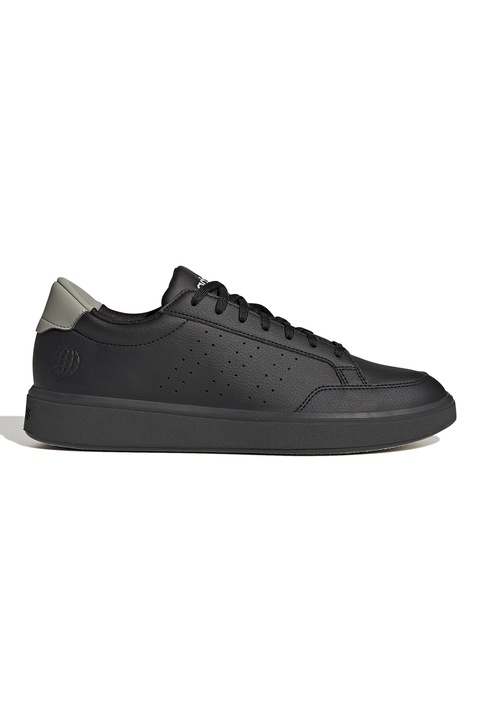 adidas Sportswear, Pantofi sport de piele ecologica cu detalii perforate Nova Court, Negru/Grej