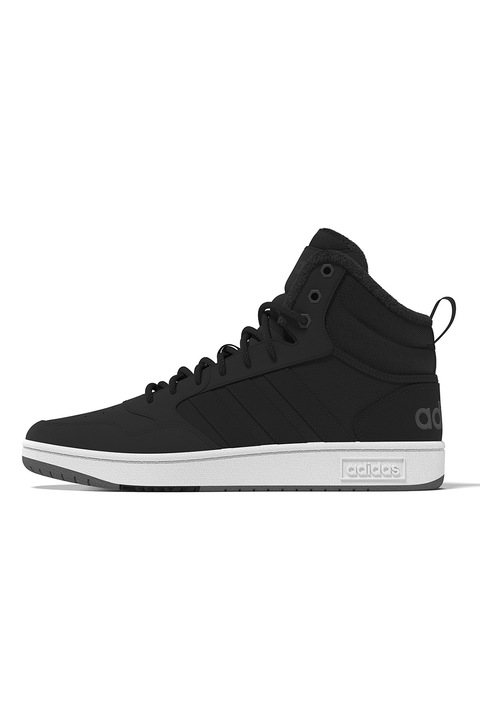 adidas Sportswear, Pantofi sport mid-high Hoops 3.0, Alb/Negru stins