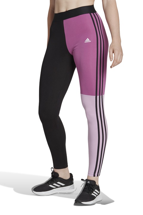adidas Sportswear, Colanti colorblock cu logo, Negru/Lila, XS