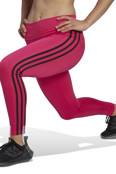 adidas Performance, Colanti crop pentru antrenament Designed To Move 3-Stripes, Roz aprins