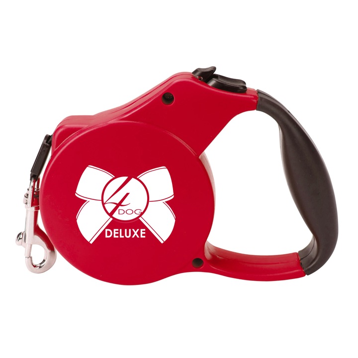 Lesa retractabila 4Dog, Talie medie, Rosu/Negru, 5 m