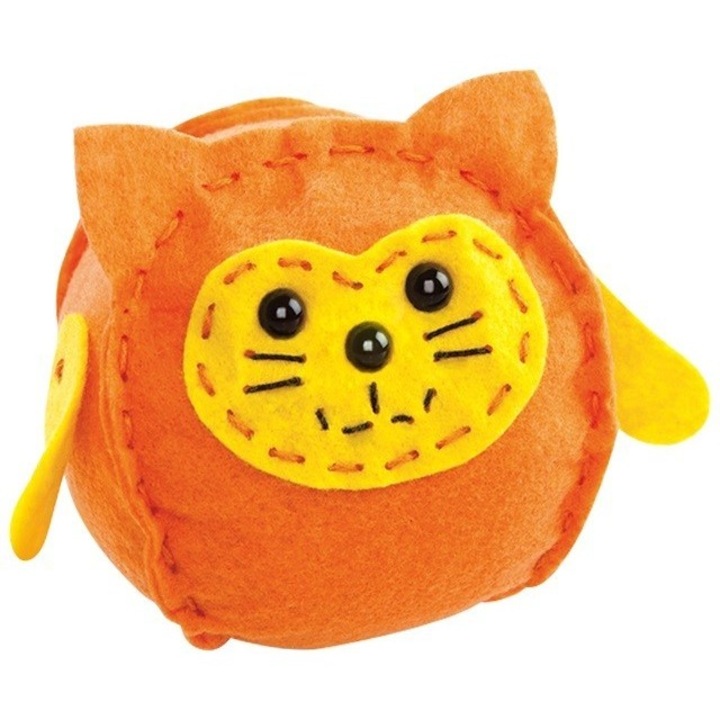 Set creatie perna pentru copii, Dream Kids, Forma Pisica, Culoare portocaliu, Creativitate