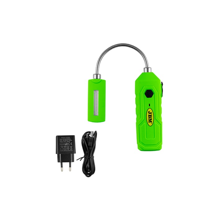 Lampa de inspectie JBM 92997, iluminare LED-UV 2 W, 200 lumeni, portabila, baza magnetica, acumulator 5 V, 1000 mAh