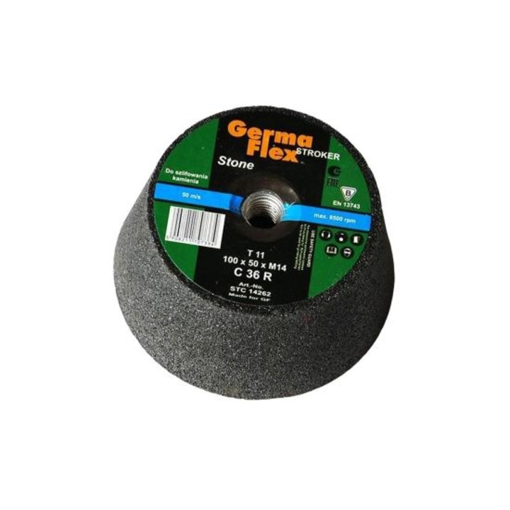 Fazék típusú csiszolt kő, CT11, P24, 100x50 mm, Germa Flex