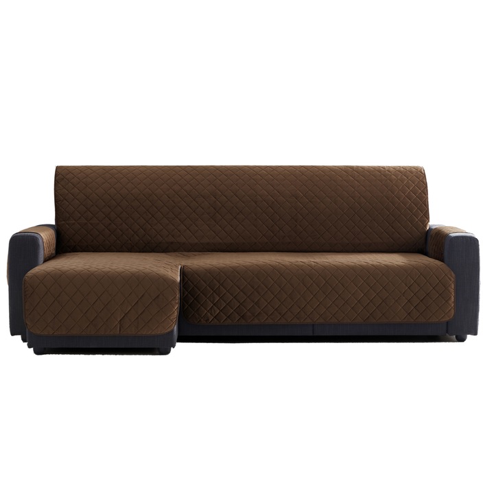 Защитно покритие за десен ъгъл Velvet Antislip, 200 см, Полиестер, Кафяв