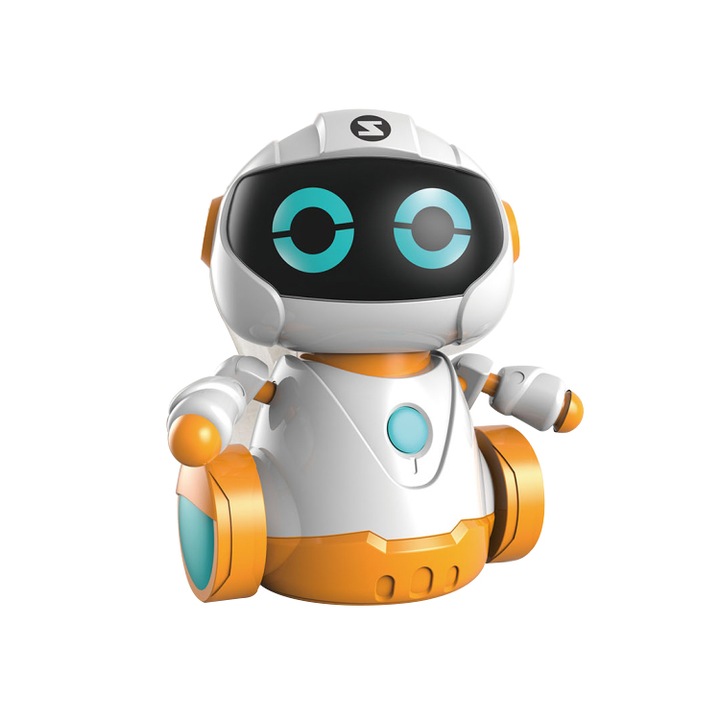 Робот с колелца, който следва начертаните линии, бял