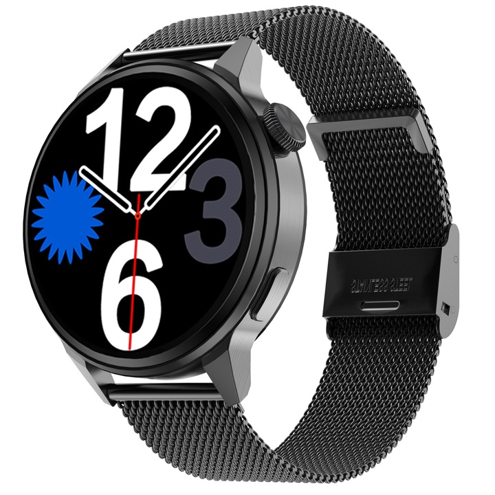 Ceas SmartWatch ISP LikeSmart™​​​​​​​ Fantastic FiT, 1.36", Apel Bluetooth, Meniu Limba Romana, Oximetru SpO2, Notificari Apel si Retele Sociale, Monitorizare Ritm Cardiac si Tensiune Arteriala, Fantastic Black