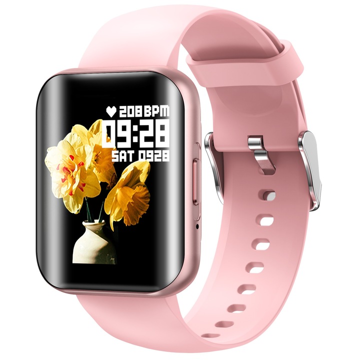 Часовник SmartWatch ISP LikeSmart New FiT, 1,72", Bluetooth разговор, SpO2 оксиметър, Известия за обаждания / социални мрежи, Мониторинг на сърдечна честота / кръвно налягане, New Pink
