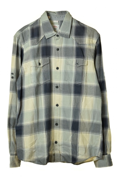 s. Oliver szürke, kockás hosszú ujjú férfi ing – M