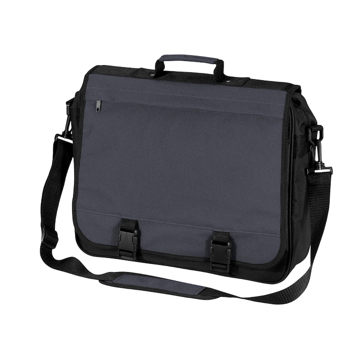 Messenger típusú portfólió táska, Ronic, 5 cipzáras zseb plusz több rekeszes, 40x35x11 cm, 15l, szürke