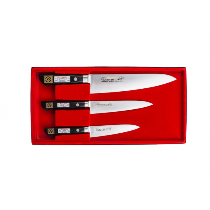 Set 3 cutite, Masahiro, Otel inoxidabil, 210 mm, Multicolor