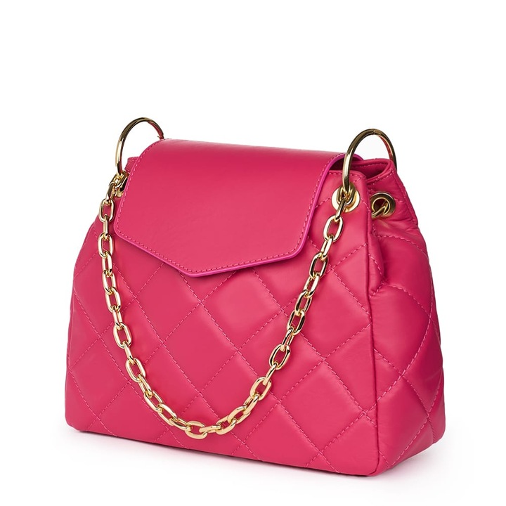 Капитонирана кожена чанта Evia fuchsia