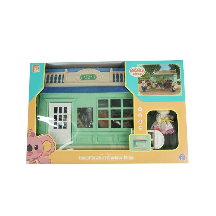 Set casa de papusi, magazin cu flori, cu mobilier si figurine