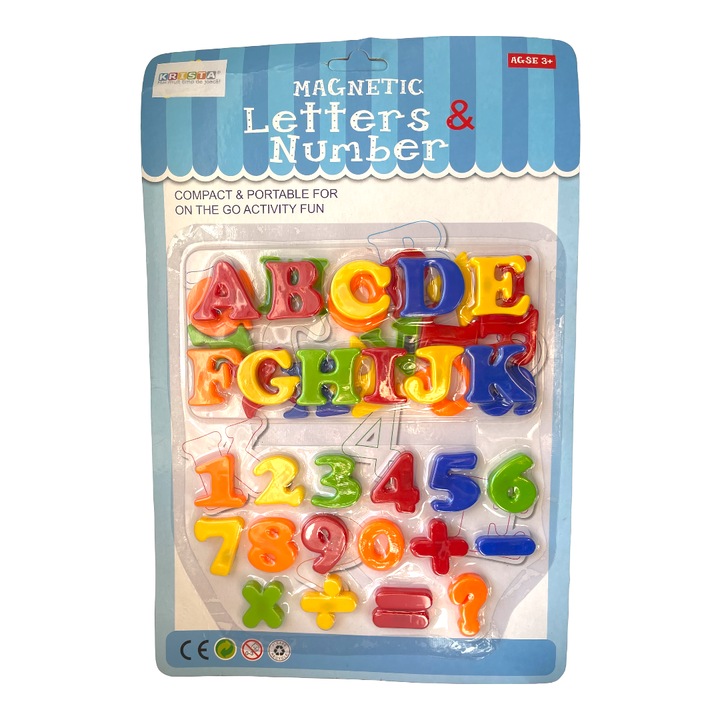 Комплект цветни магнитни букви и цифри 42 бр