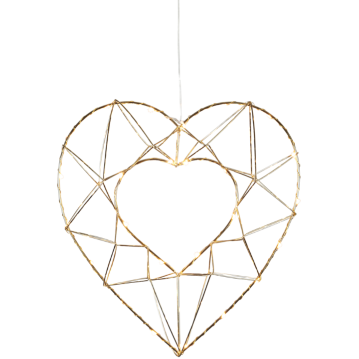 Decoratiune de Craciun inima LED suspendata Star Trading, 34 cm, Auriu