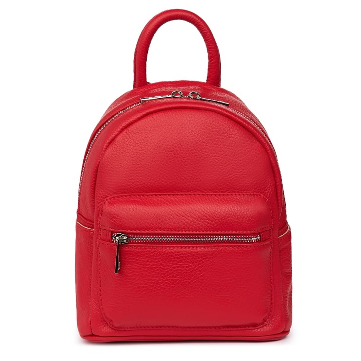 Мини червена кожена раница Rafael