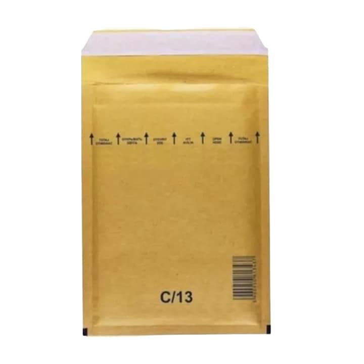 Комплект от 100 броя Bubble Envelopes C13, AGOPACK, 170x225+50mm, със самозалепващо се уплътнение, кафяв