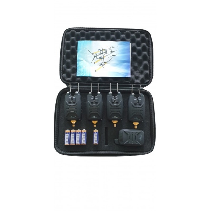 Set 4 avertizori cu statie wireless, 4 culori diferite, snag-bar si valigeta