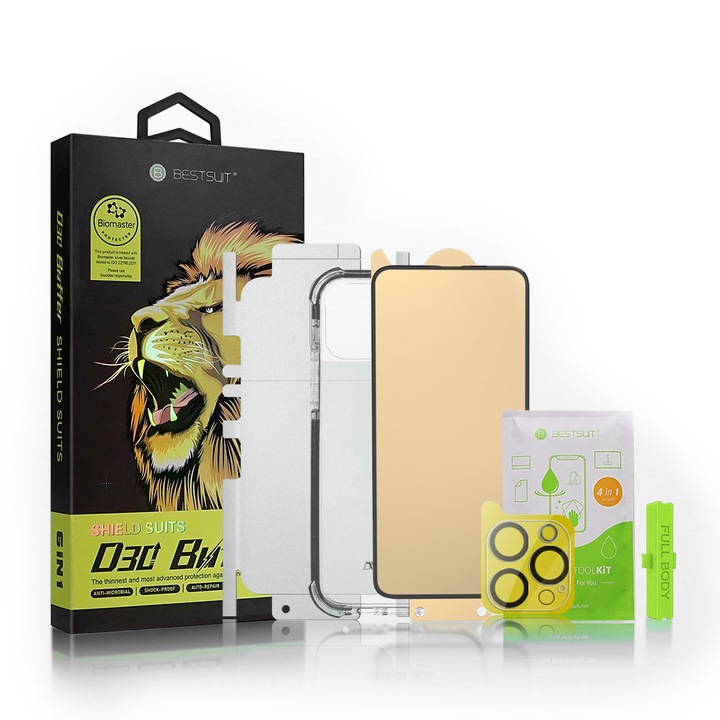 Bestsuit 6 az 1-ben szet iPhone 11 Pro Max tok / flexi edzett üveg / foil on the back / kamera üveg / törlőkendő / applicator (D30 Buffer)