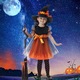 Costum Halloween fete Mica Vrajitoare, portocalie, 3-4 ani
