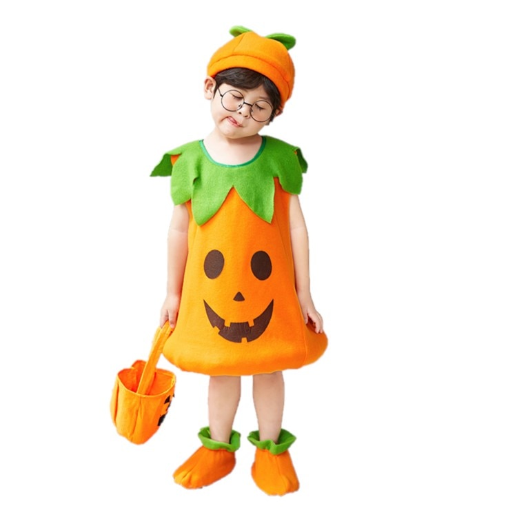 Oops Capillaries Mouthpiece Costum Halloween copii unisex Dovlecel cu botosei si gentuta, portocaliu,  3-4 ani - eMAG.ro