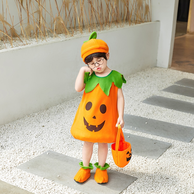 Frown blast build Costum Halloween copii unisex Dovlecel cu botosei si gentuta, portocaliu,  2-3 ani - eMAG.ro