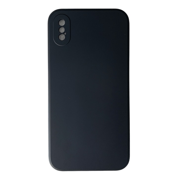 Szilikon borítás kamera védelemmel és belül mikroszálas, kompatibilis iPhone X / XS / Black készülékkel