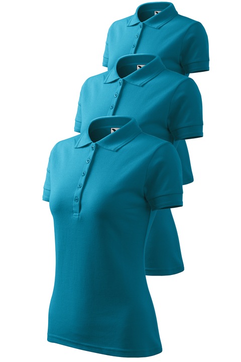 Set 3 tricouri polo pentru dama, Malfini, Classy New, mix 2, Turcoaz inchis