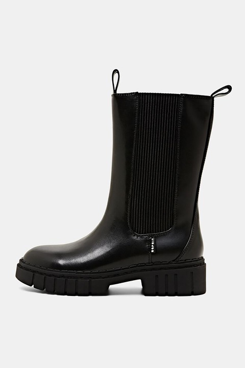 Esprit, Cizme mid-calf Chelsea de piele ecologica, Negru, 40