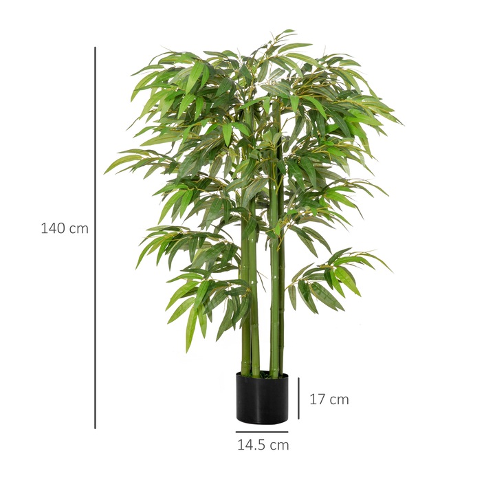 Set planta artificiala cu ghiveci , Homcom, 140 cm, Bambus