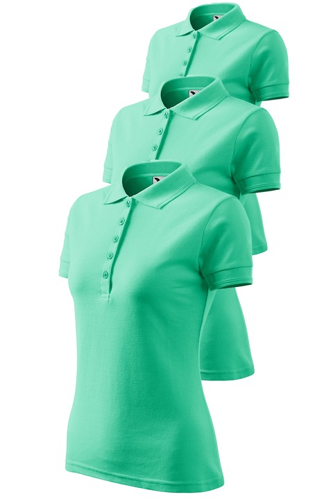 Set 3 tricouri polo pentru dama, Malfini, Classy New, mix 2, Verde menta