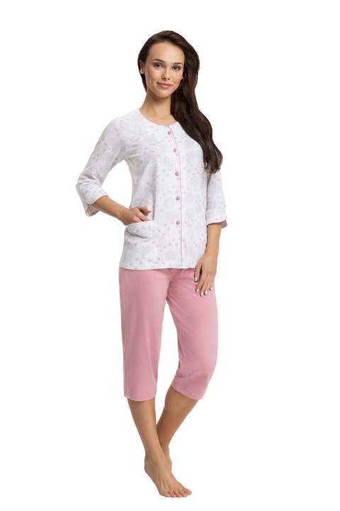 Pijama pentru femei LUNA 638 roz cu evantai