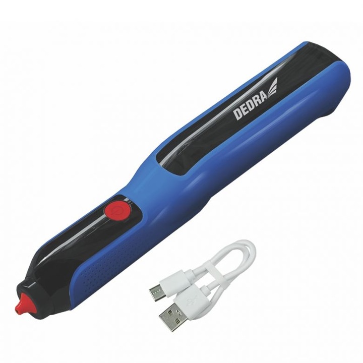 Pistol de lipit cu acumulator 4V 2Ah, batoane siliconice 7mm, 155 grade, 36W, Dedra